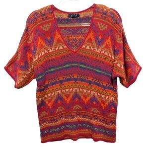 Vintage Retro Cotton Indian Southwestern Cowgirl 90s Y2K Thick Knit Sweater Top